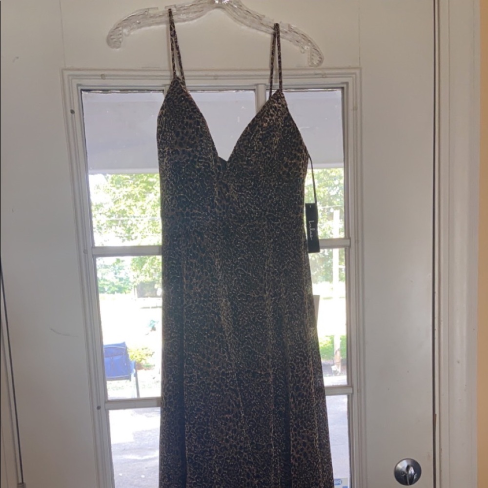 Lulus Long shimmery cheetah print formal dress size 6